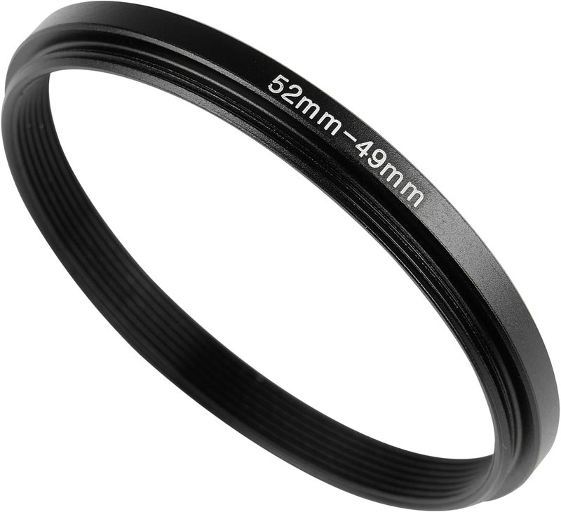 JOYTOLIN 52-49mm Metal Step-Up/Down Ring Adapter Compatible with Mirrorless Cameras DSLR Lens, UV CPL ND Filter Thread Converter, Black - Image 1